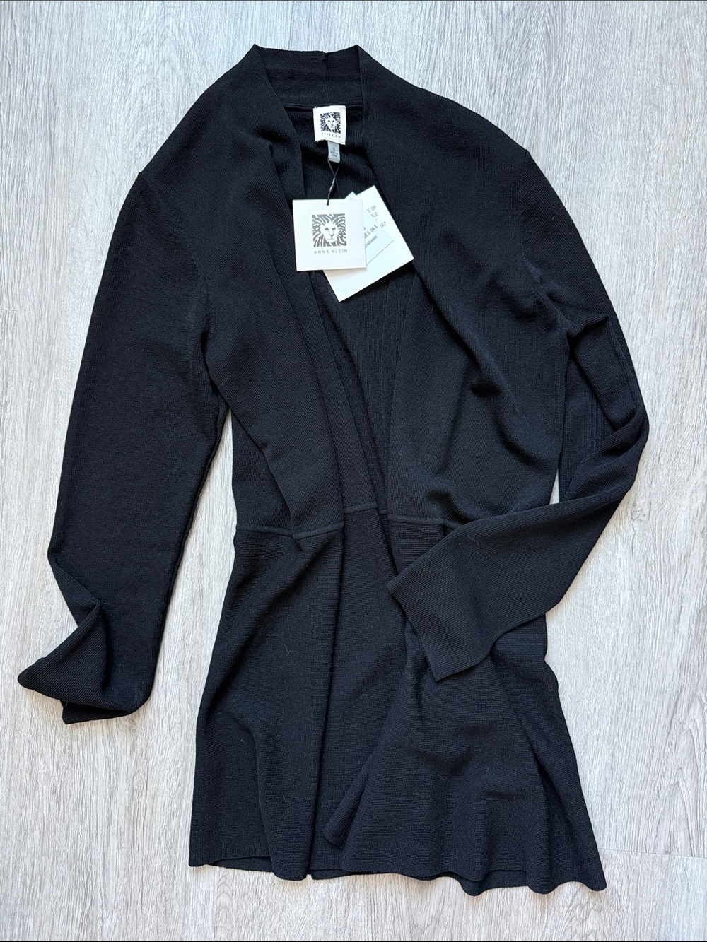 Anne Klein Black Open Front Lightweight Cardigan